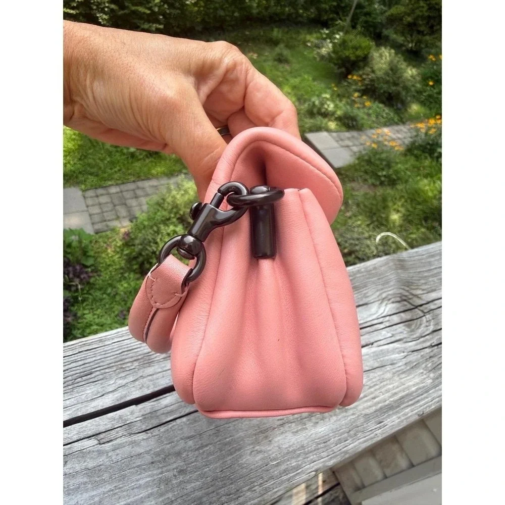 Coach Pillow Tabby Shoulder Bag 18 Pink Nappa Leather C3880 Mini Purse